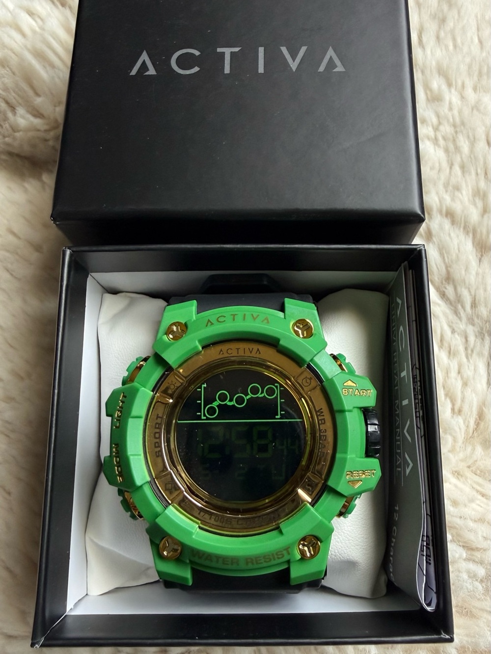 Ativa NIB Green and Gold Digital Sports Watch Unisex